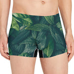 Green Leaves Print Men's Boxer Briefs