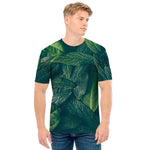 Green Leaves Print Men's T-Shirt