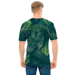 Green Leaves Print Men's T-Shirt