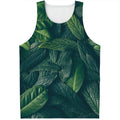 Green Leaves Print Men's Tank Top