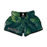 Green Leaves Print Muay Thai Boxing Shorts