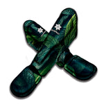 Green Leaves Print Muay Thai Shin Guard