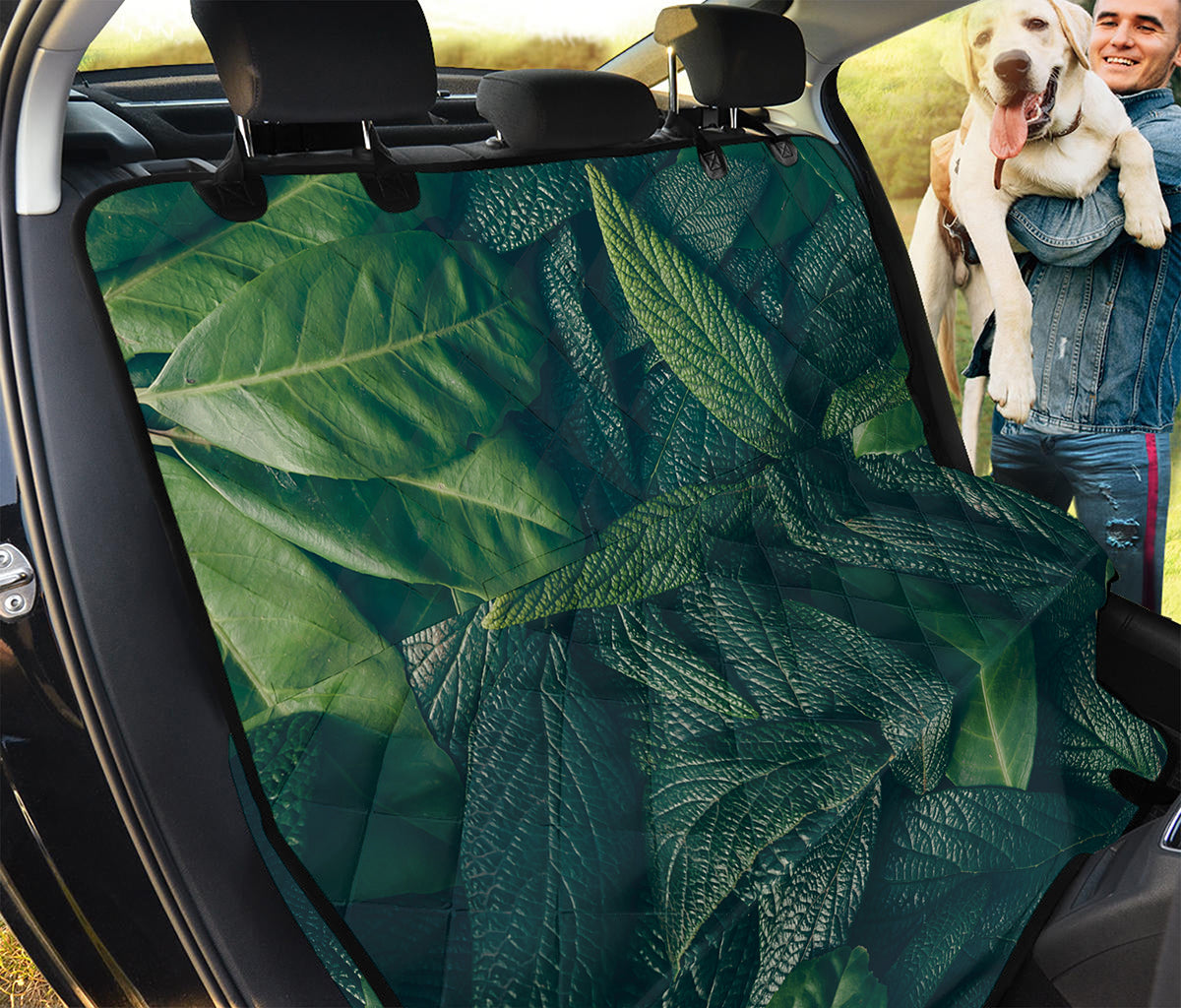 Green Leaves Print Pet Car Back Seat Cover