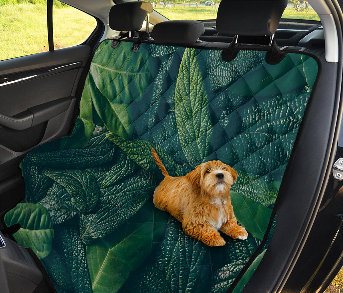 Green Leaves Print Pet Car Back Seat Cover