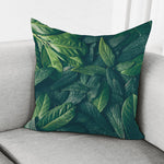 Green Leaves Print Pillow Cover