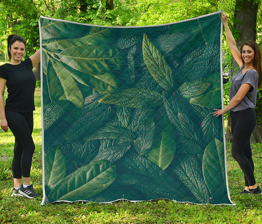 Green Leaves Print Quilt