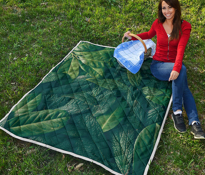 Green Leaves Print Quilt