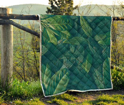 Green Leaves Print Quilt