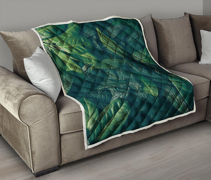 Green Leaves Print Quilt