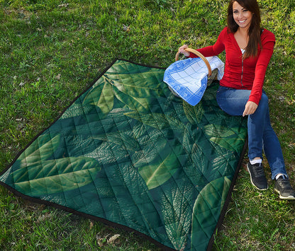 Green Leaves Print Quilt