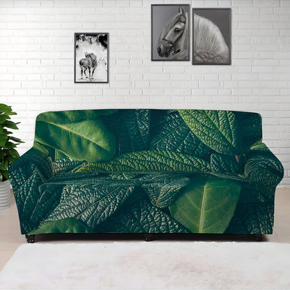 Green Leaves Print Sofa Cover