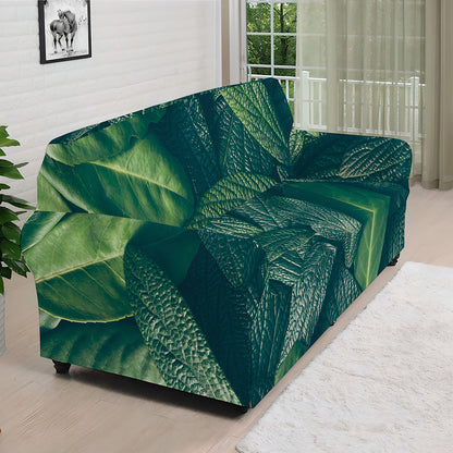 Green Leaves Print Sofa Cover