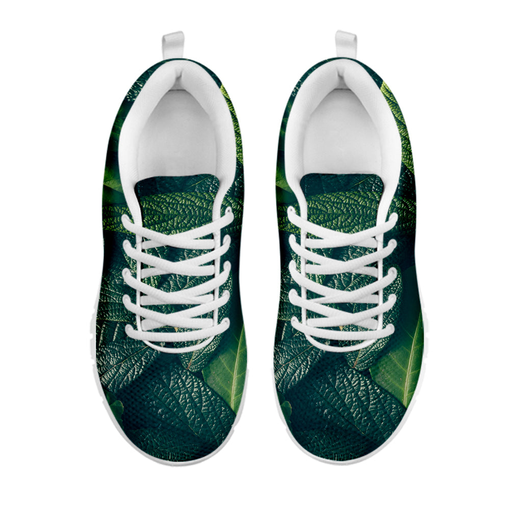 Green Leaves Print White Sneakers