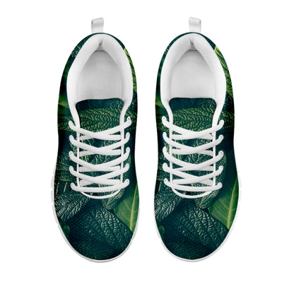 Green Leaves Print White Sneakers