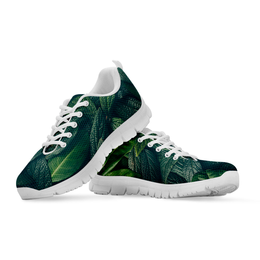 Green Leaves Print White Sneakers
