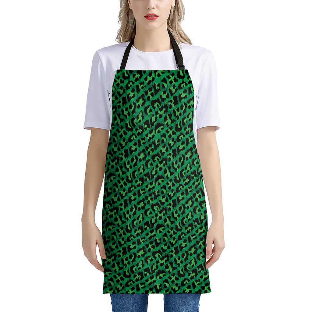 Green Leopard Print Apron