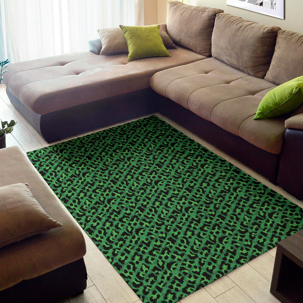 Green Leopard Print Area Rug