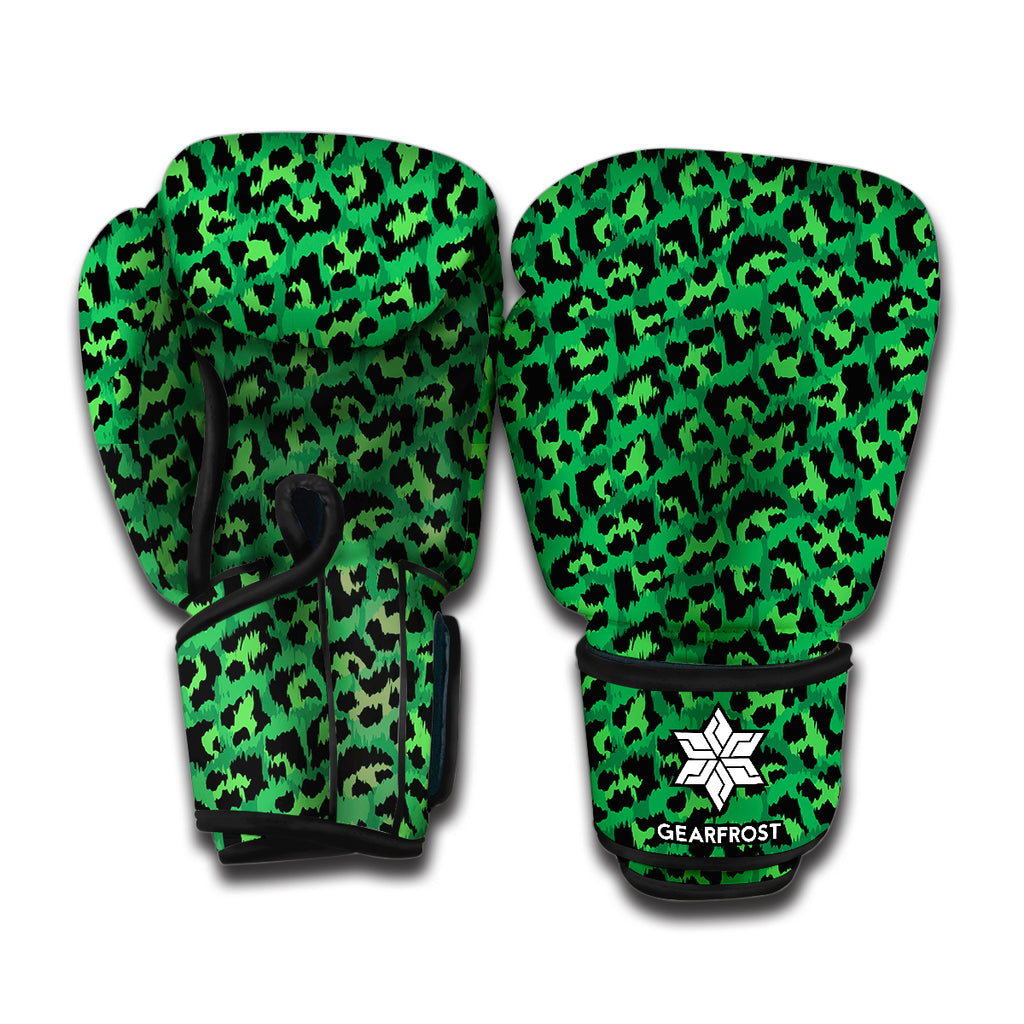 Green Leopard Print Boxing Gloves