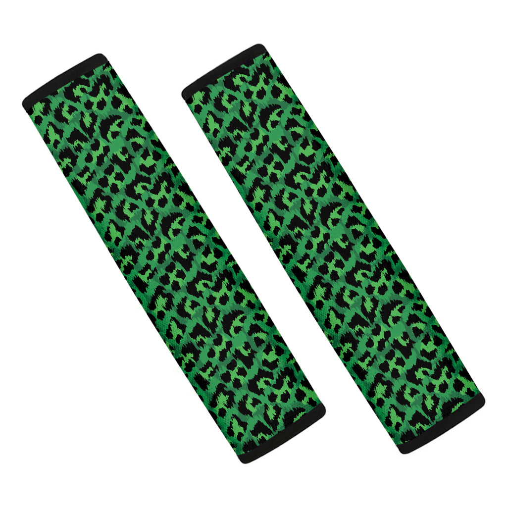 Green Leopard Print Car Seat Belt Covers