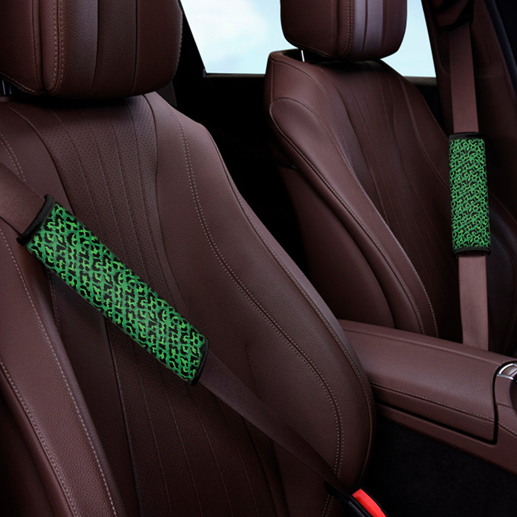 Green Leopard Print Car Seat Belt Covers