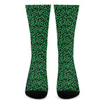 Green Leopard Print Crew Socks