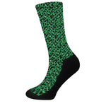 Green Leopard Print Crew Socks