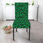 Green Leopard Print Dining Chair Slipcover