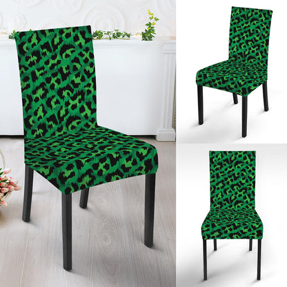 Green Leopard Print Dining Chair Slipcover