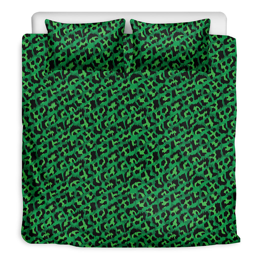 Green Leopard Print Duvet Cover Bedding Set