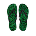 Green Leopard Print Flip Flops