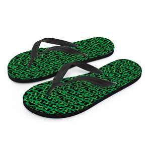 Green Leopard Print Flip Flops