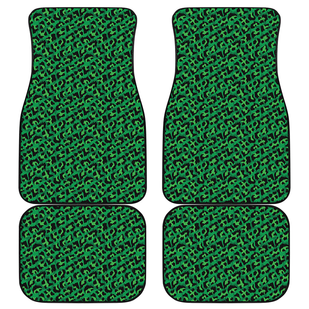 Green Leopard Print Front and Back Car Floor Mats