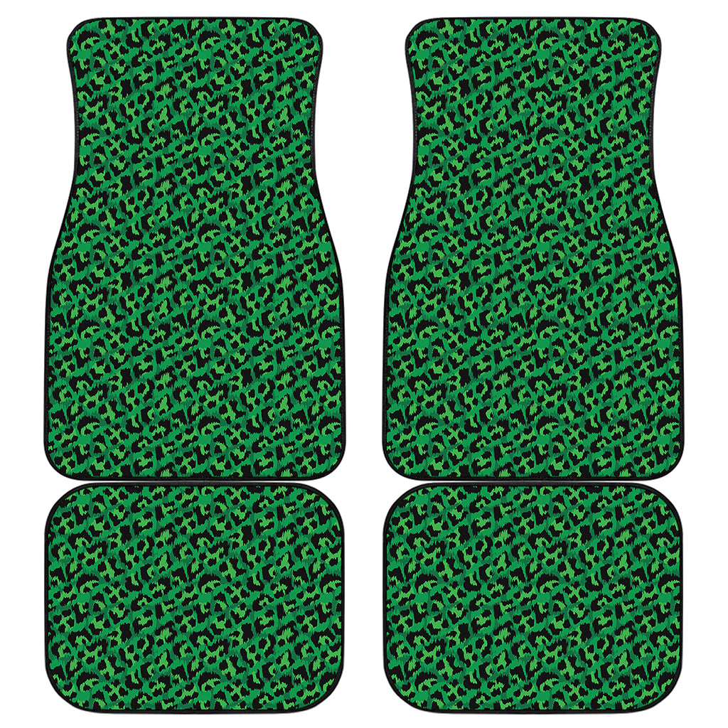 Green Leopard Print Front and Back Car Floor Mats