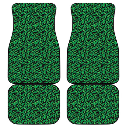 Green Leopard Print Front and Back Car Floor Mats