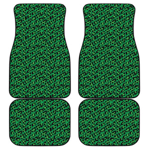 Green Leopard Print Front and Back Car Floor Mats