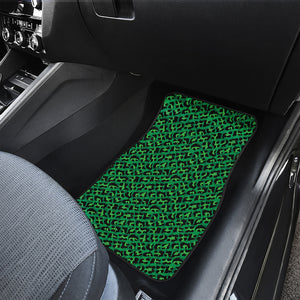 Green Leopard Print Front and Back Car Floor Mats