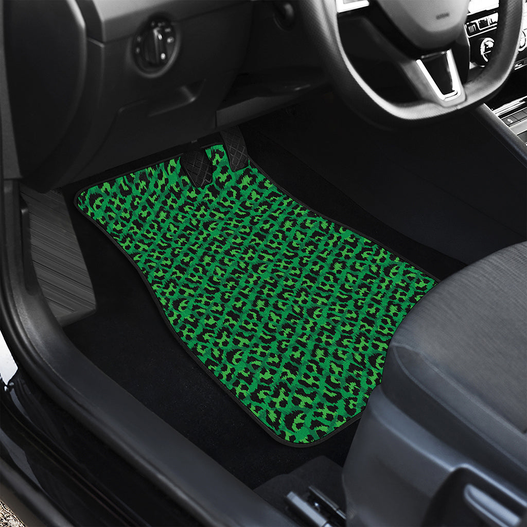 Green Leopard Print Front Car Floor Mats