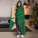 Green Leopard Print Hooded Blanket