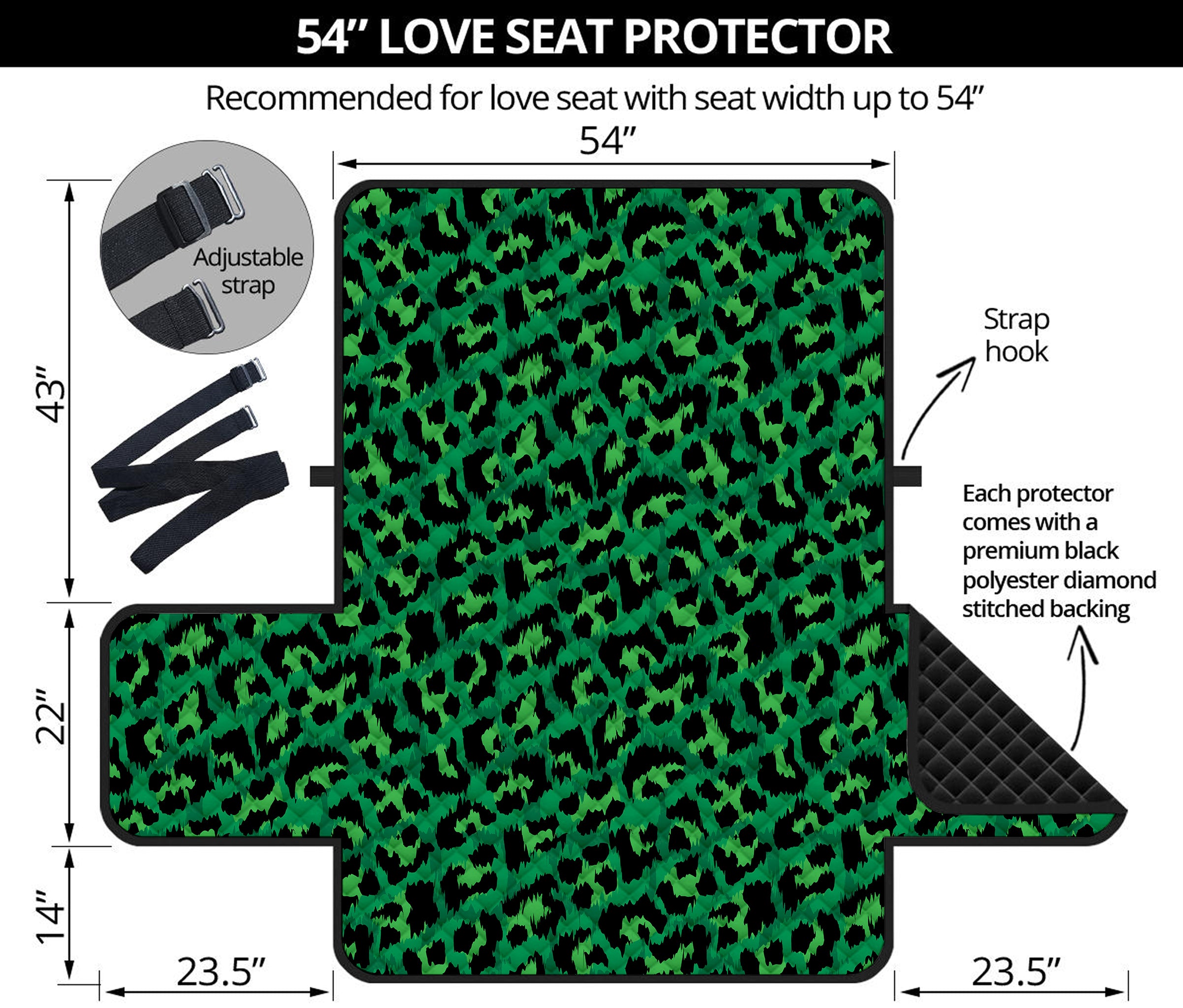 Green Leopard Print Loveseat Protector