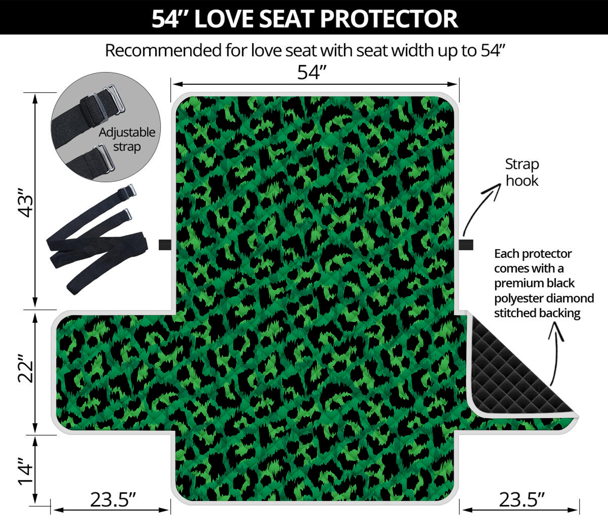 Green Leopard Print Loveseat Protector