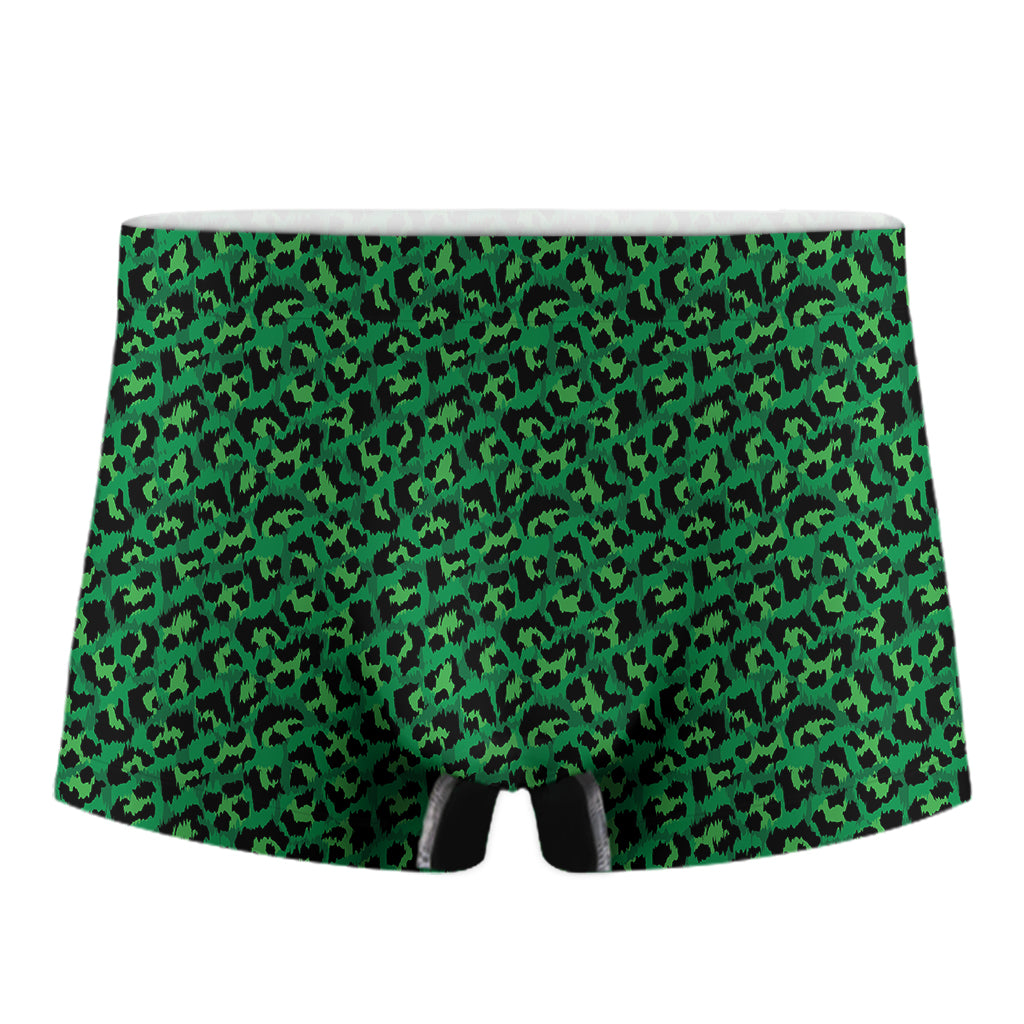 Green Leopard Print Men's Boxer Briefs