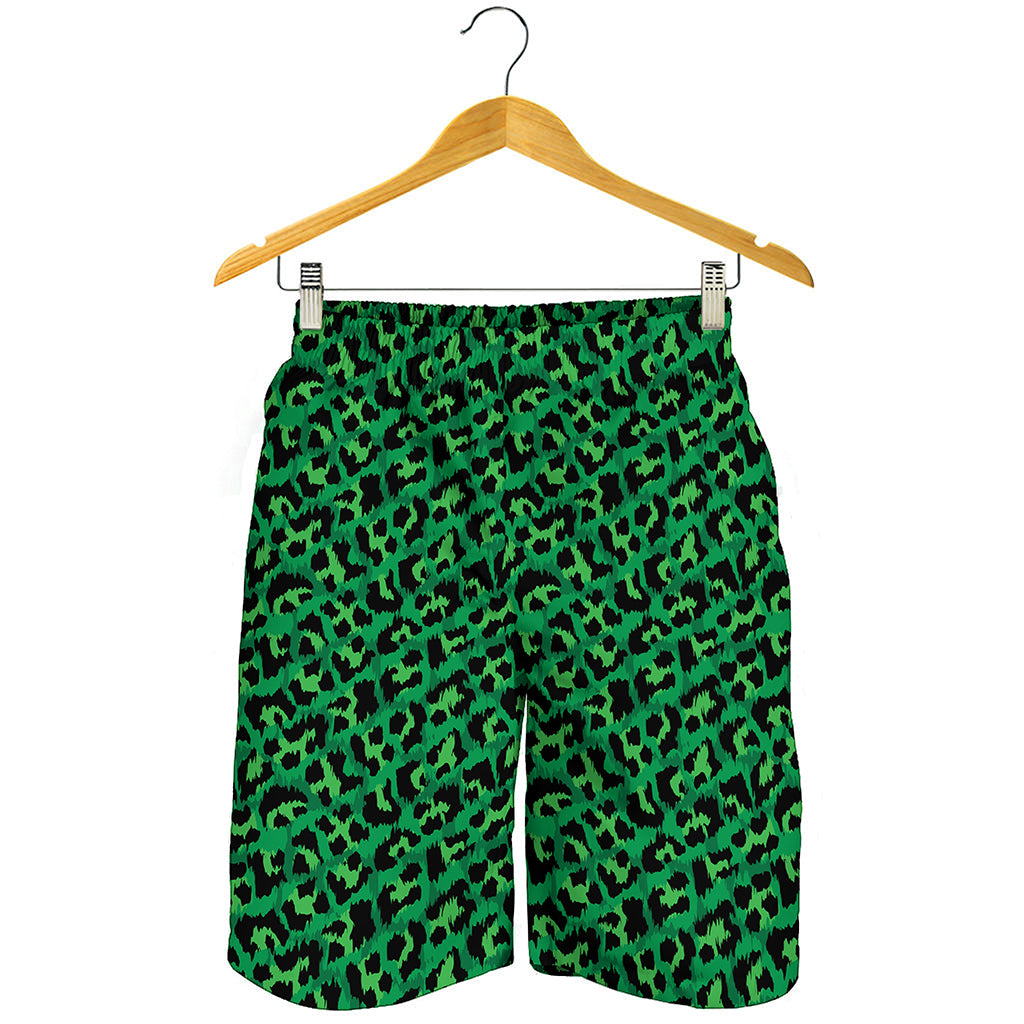 Green Leopard Print Men's Shorts