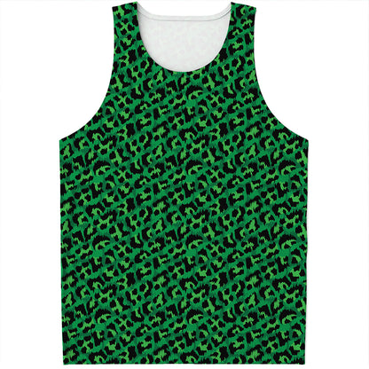 Green Leopard Print Men's Tank Top