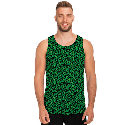Green Leopard Print Men's Tank Top