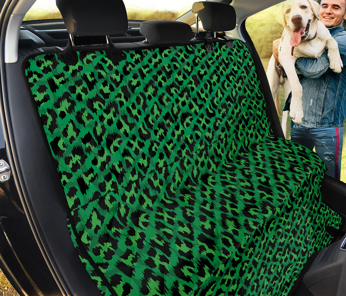 Green Leopard Print Pet Car Back Seat Cover