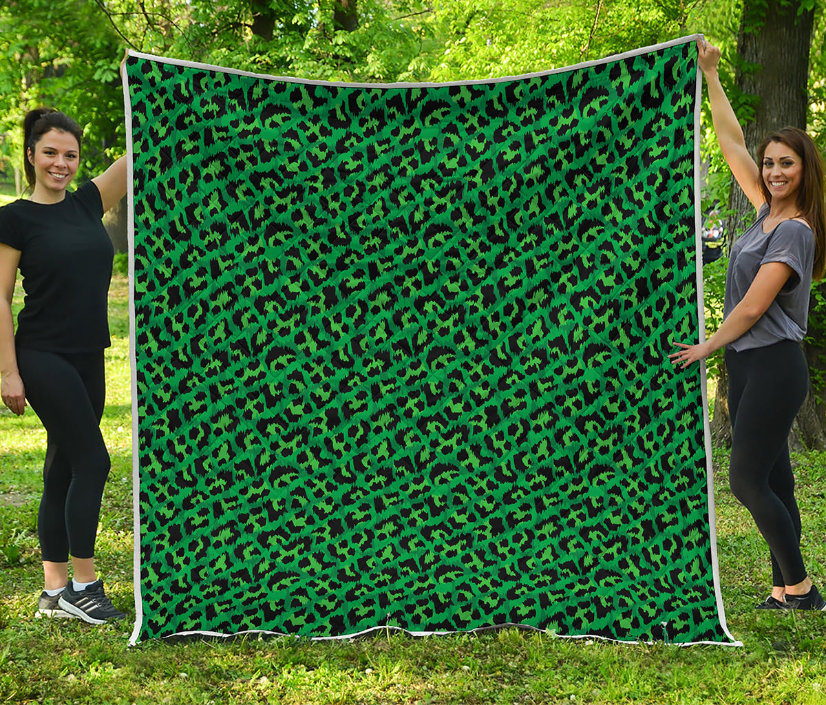 Green Leopard Print Quilt