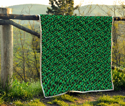Green Leopard Print Quilt