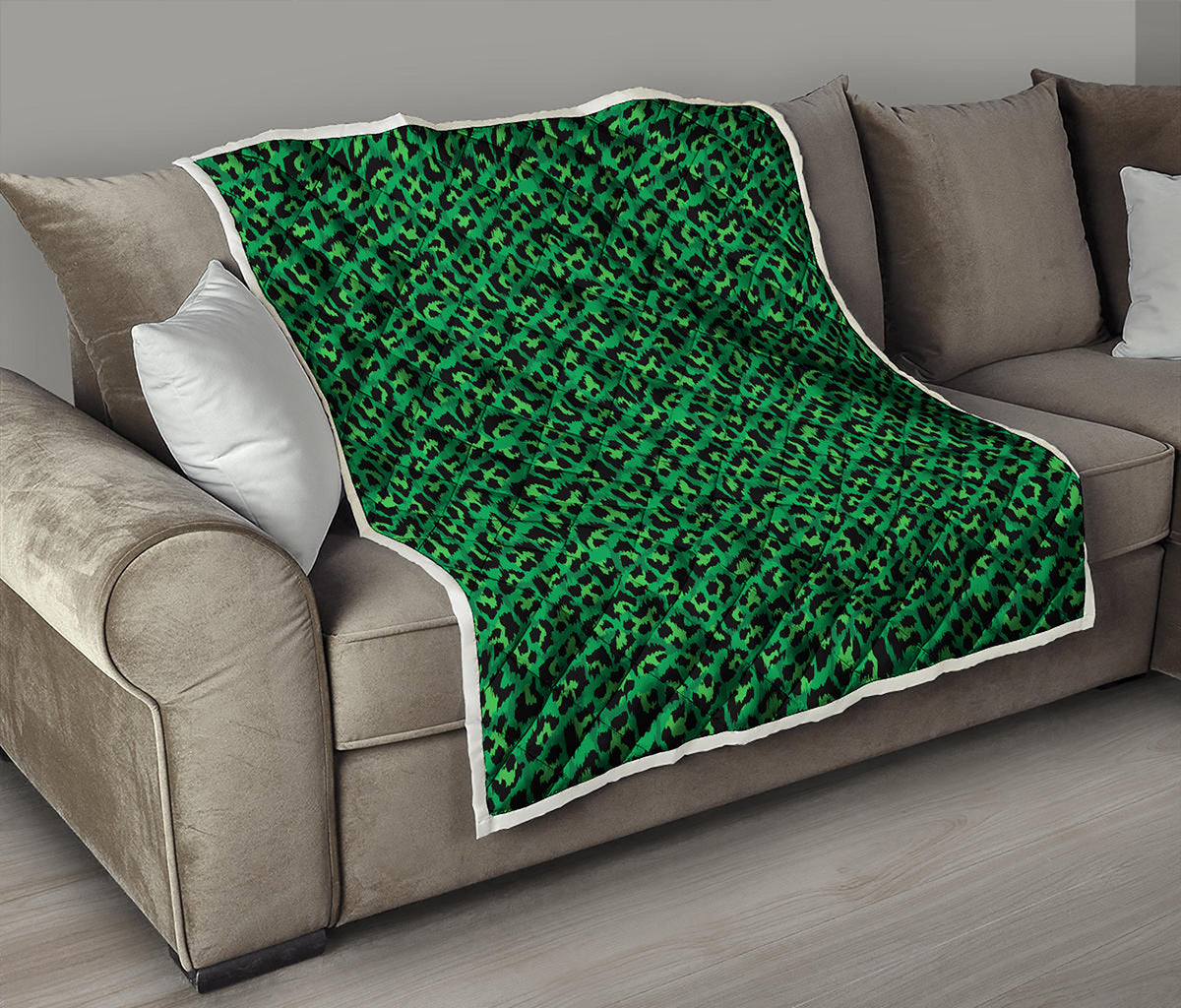 Green Leopard Print Quilt