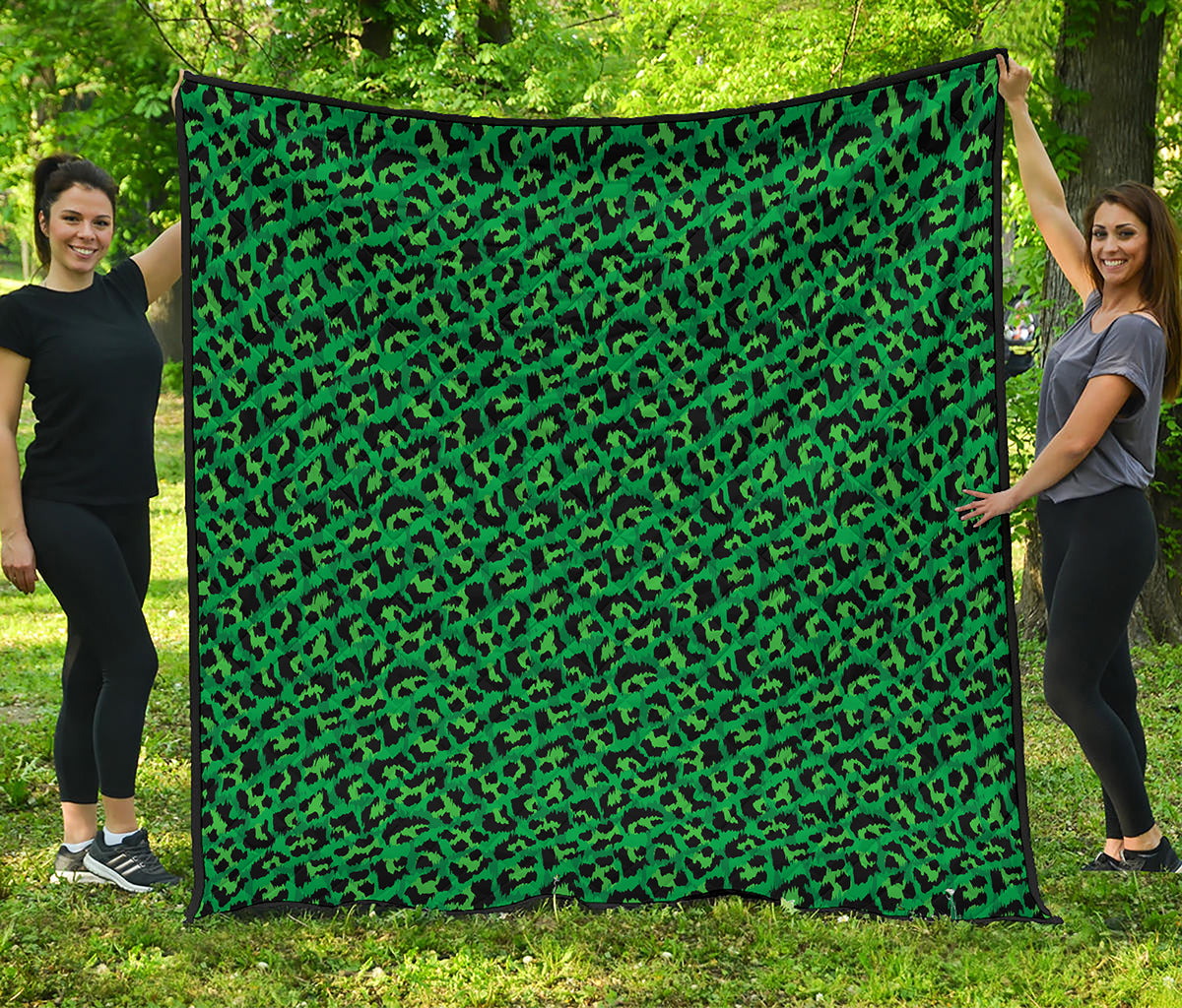 Green Leopard Print Quilt