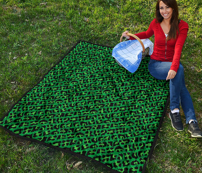 Green Leopard Print Quilt